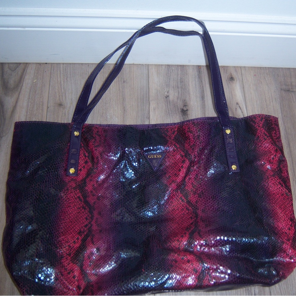 Guess purple snakeskin bag